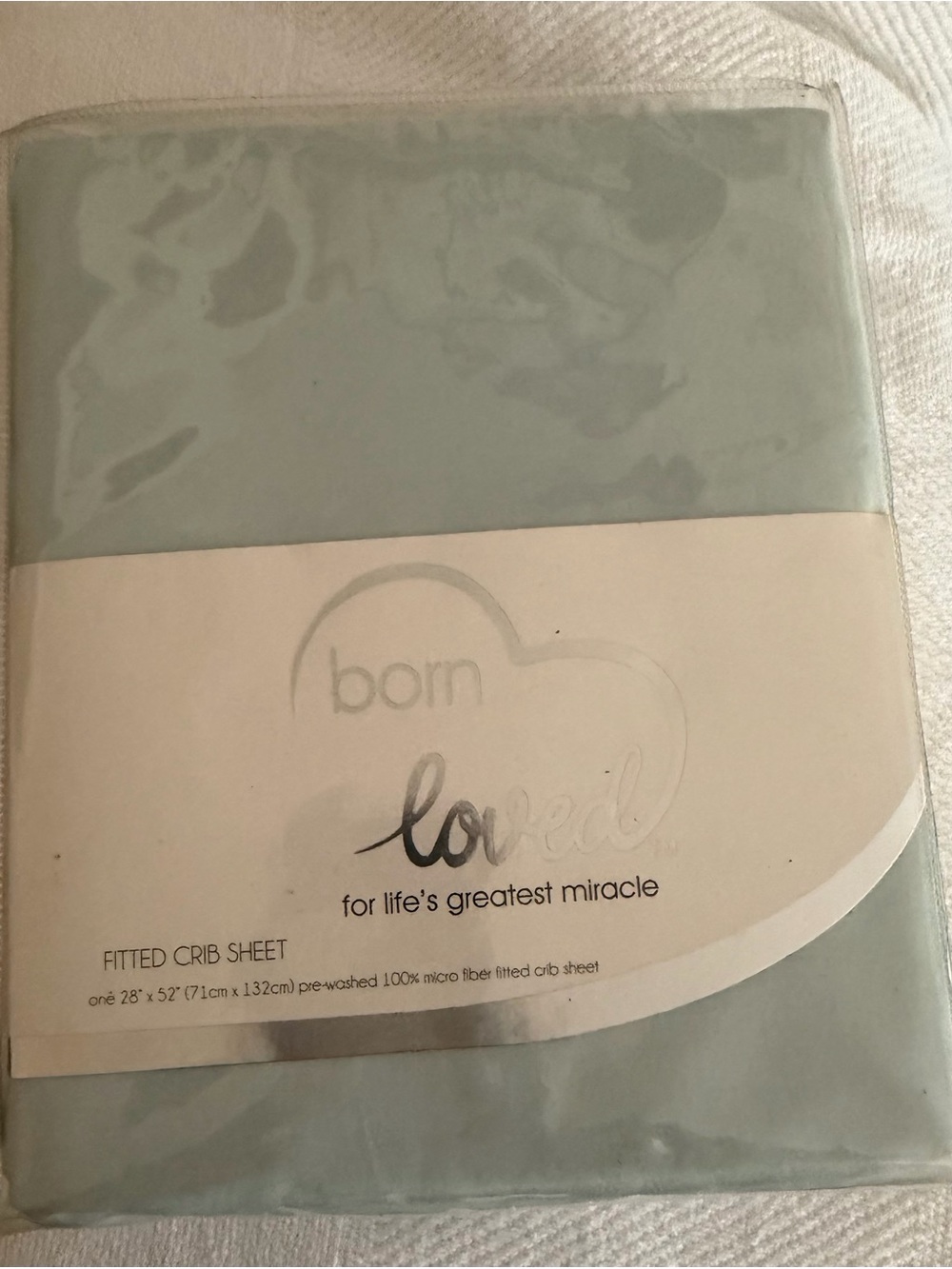 Born Loved Fitted Crib Sheet in Light Green